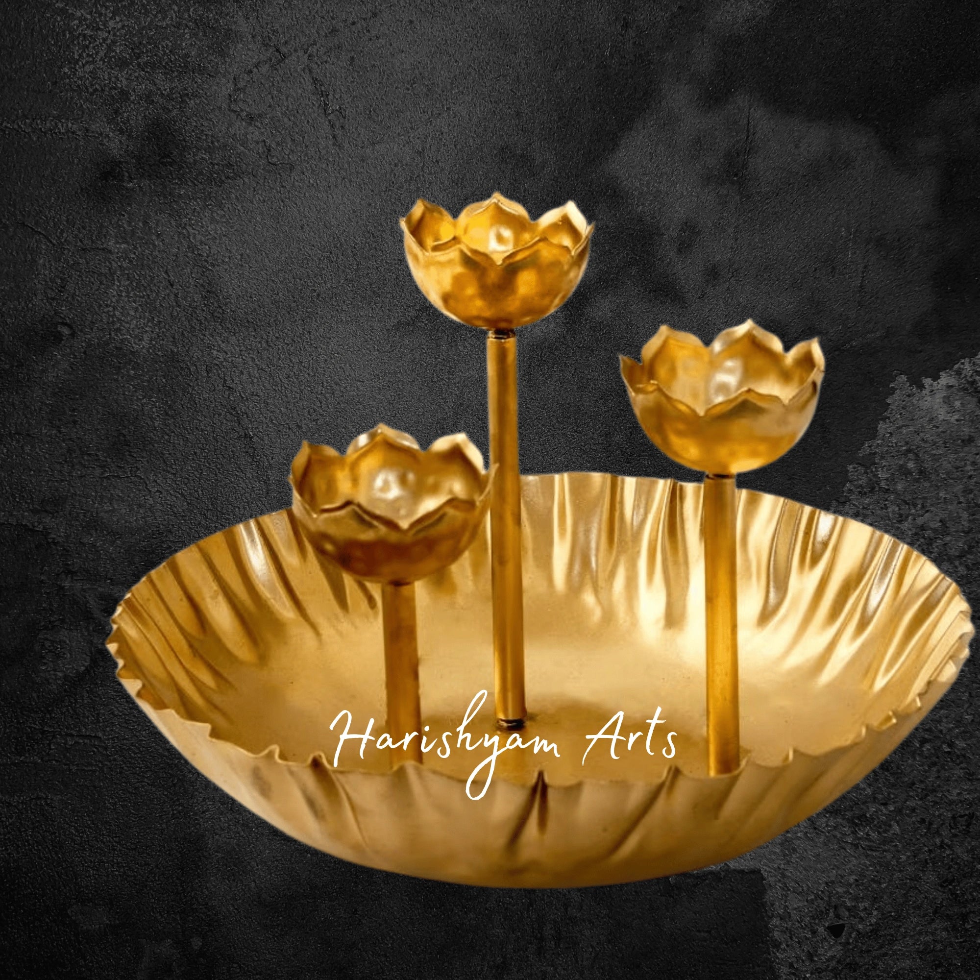 Gold Finish Metal Urli Bowl for Traditional Indian Home Styling