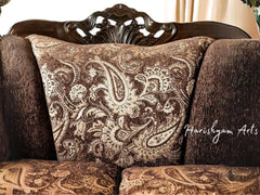 Gold and Brown Chenille Loveseat Sofa Set