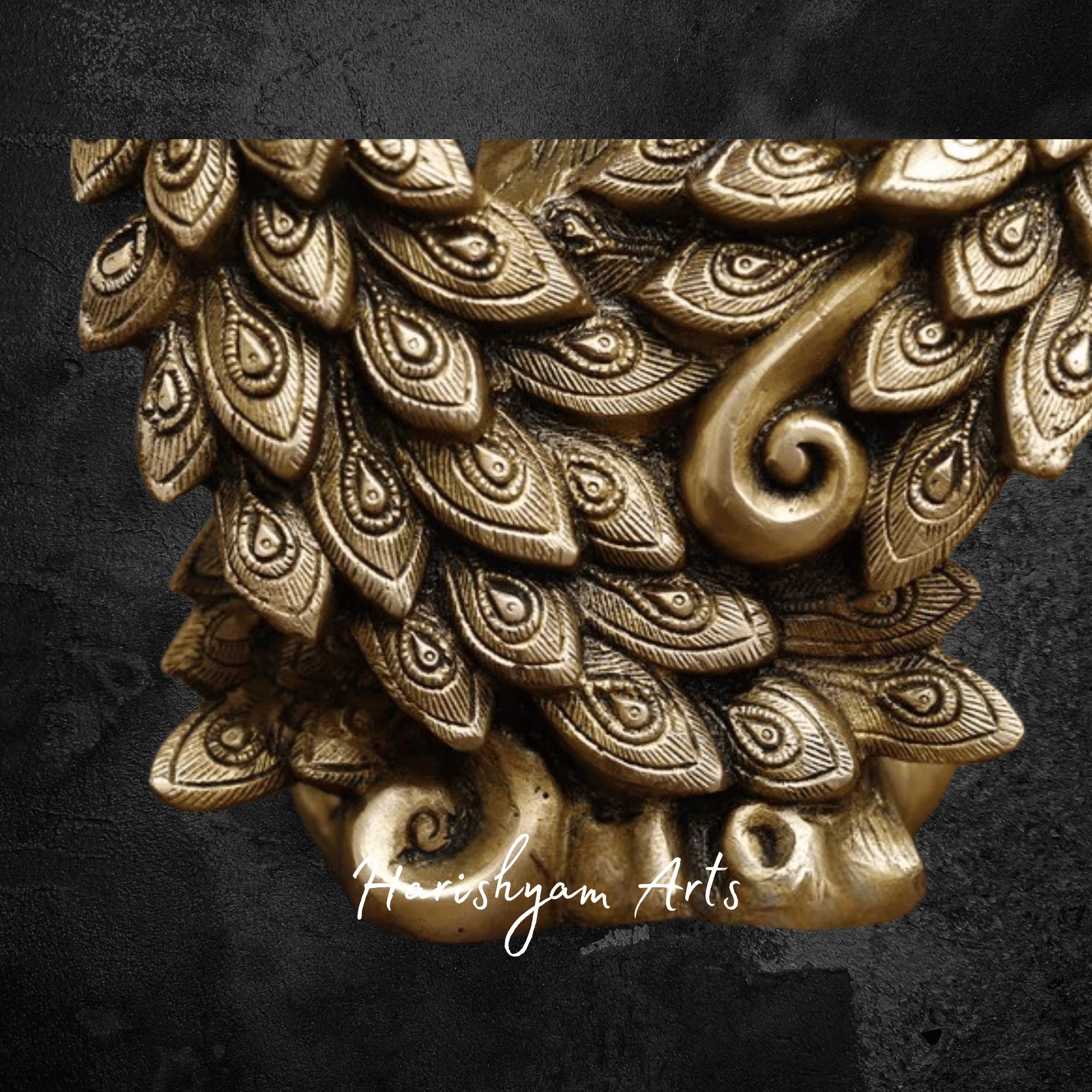 Golden Brass Peacock Couple Statue for Living Room or Hall Display