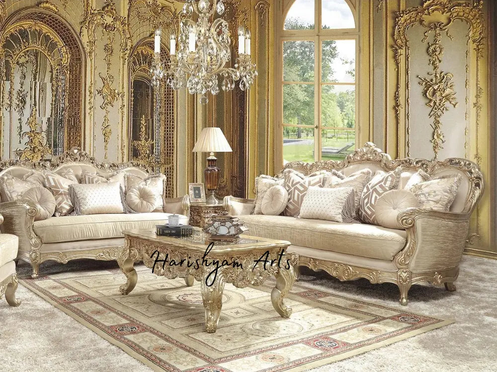 Golden Elegance Champagne Finish Sofa Set