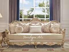 Golden Elegance Champagne Finish Sofa Set
