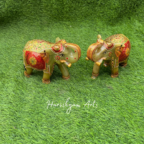 Green Aventurine Elephant Idol Handcrafted Statue