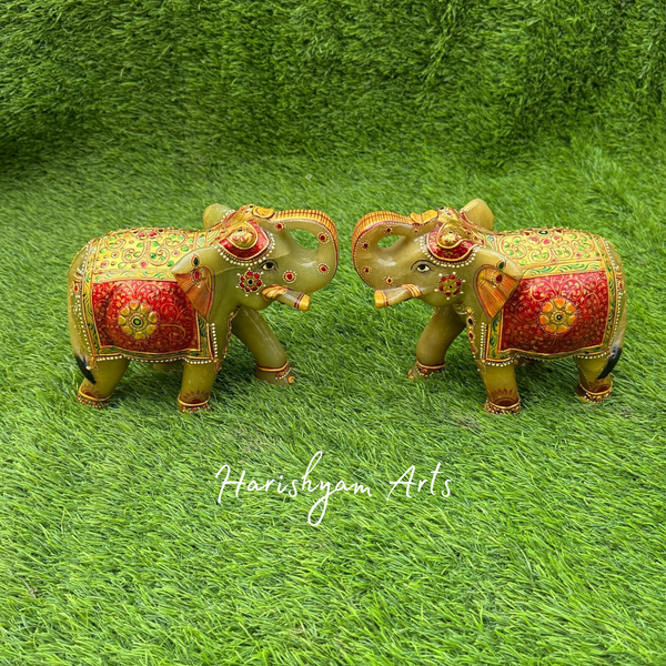 Green Aventurine Elephant Idol Handcrafted Statue