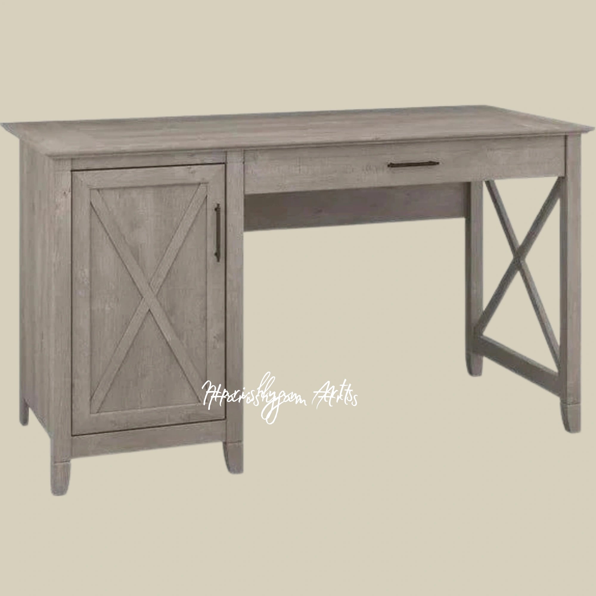 Grey Study Desk with a Spacious Drawer