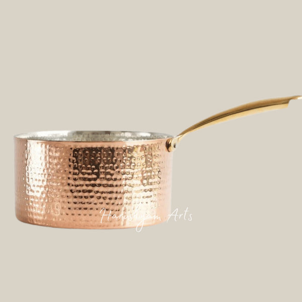 Hammered Copper Steel Sauce Pan with Tin Coating for Open Flame Cooking