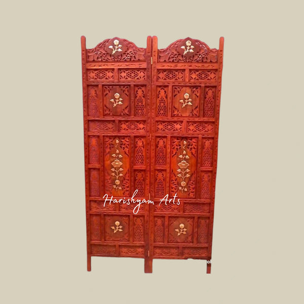 Hand-Carved Teak Wood Traditional Room Separator