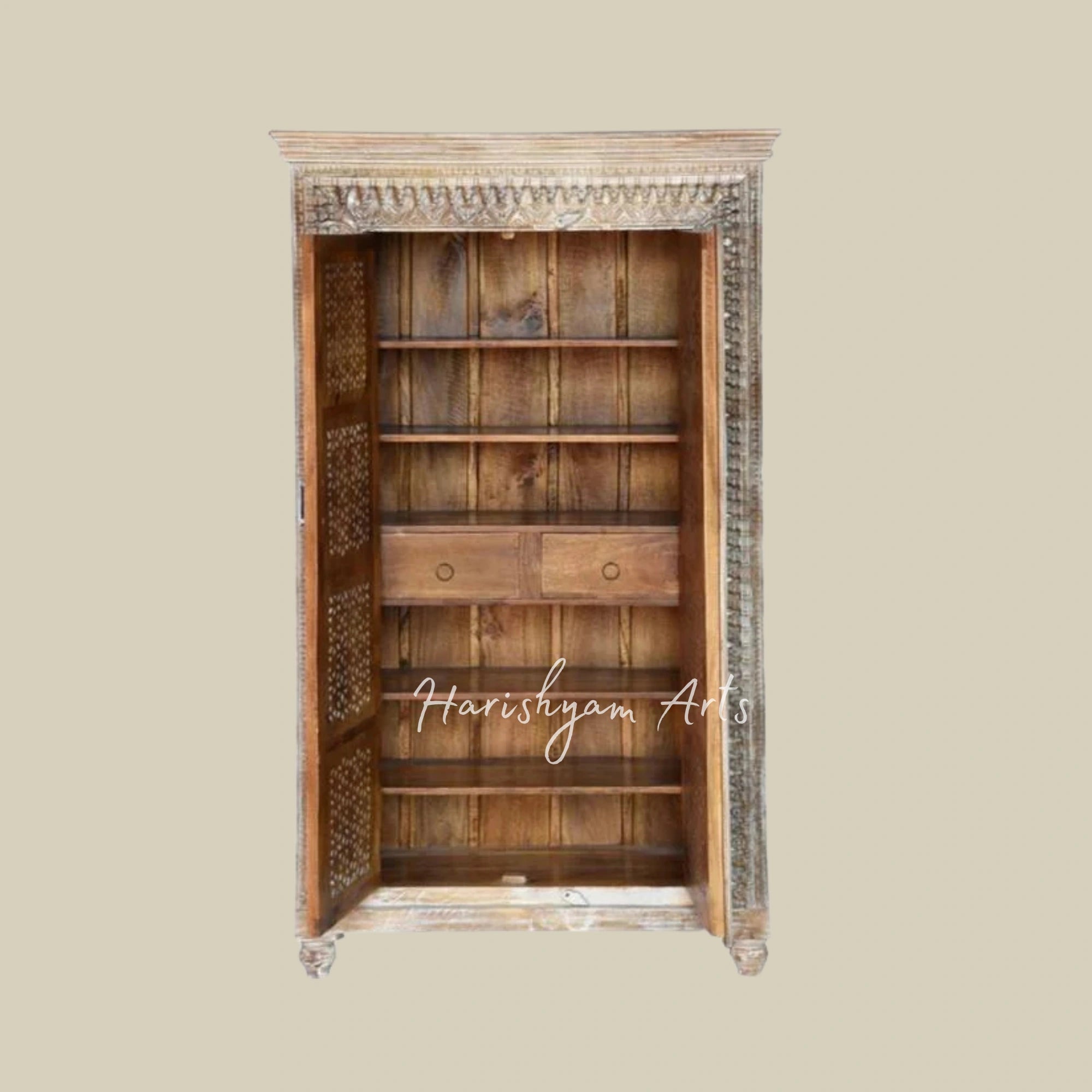 Hand-Carved Wooden Shoe Rack & Cabinet with Traditional Design1