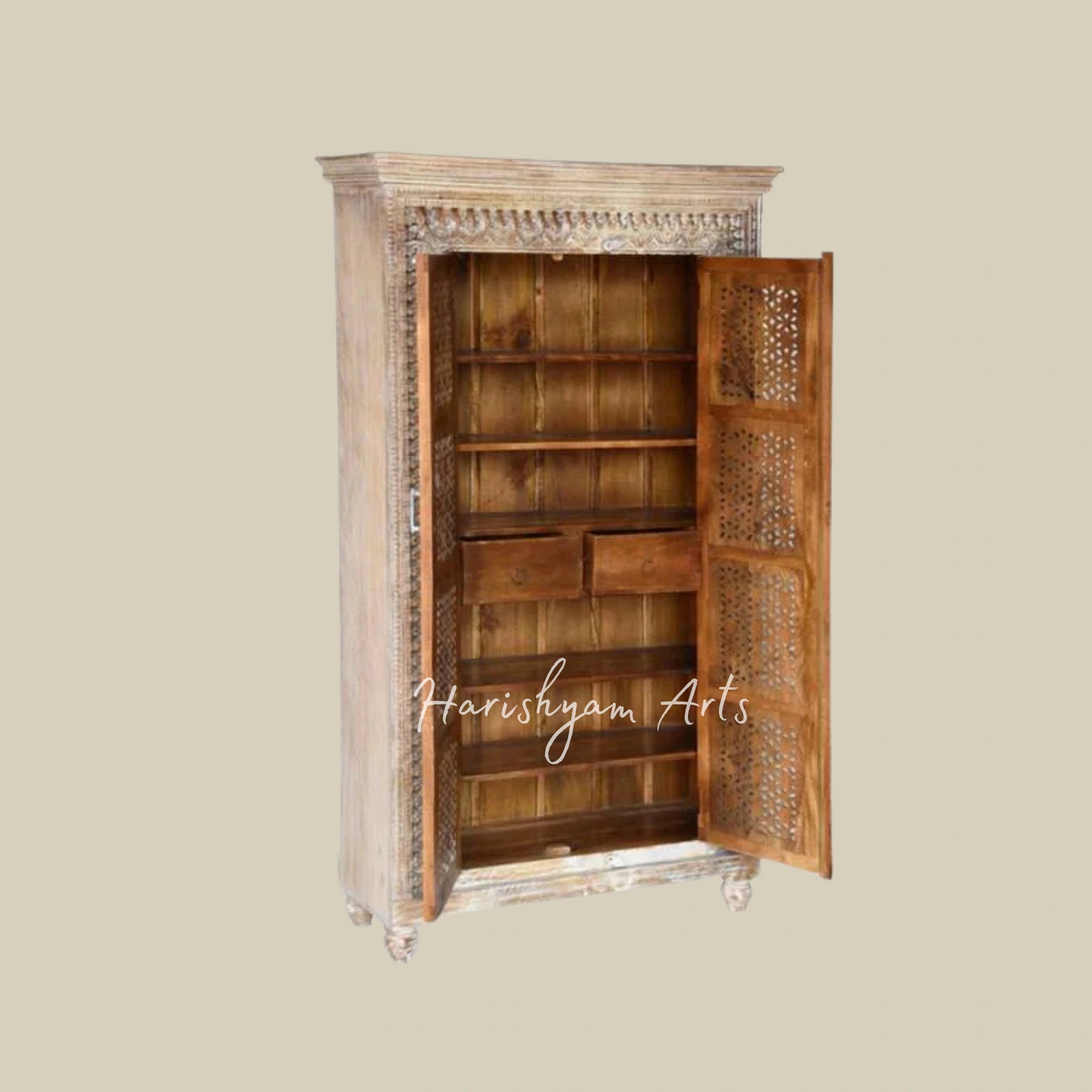 Hand-Carved Wooden Shoe Rack & Cabinet with Traditional Design4