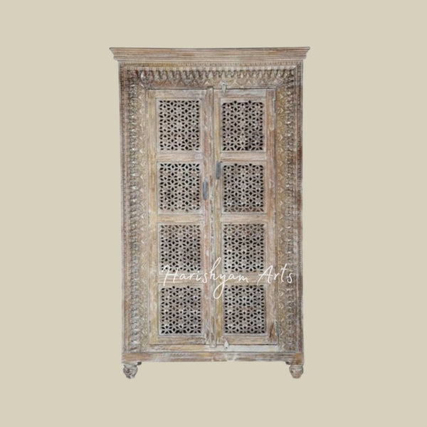 Hand-Carved Wooden Shoe Rack & Cabinet with Traditional Design