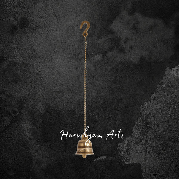 Handcrafted Brass Engraved Temple Bell for Spiritual Spaces