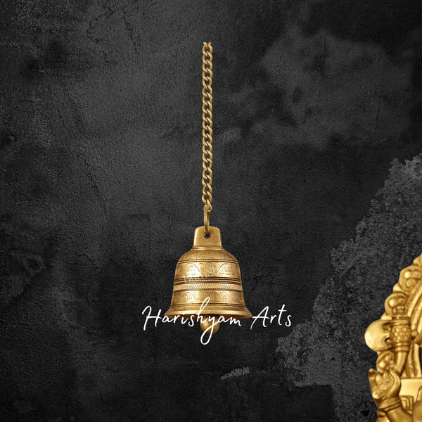 Handcrafted Brass Engraved Temple Bell for Spiritual Spaces
