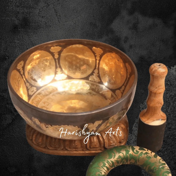 Handcrafted Buddha Carving Sound Bowl for Meditation