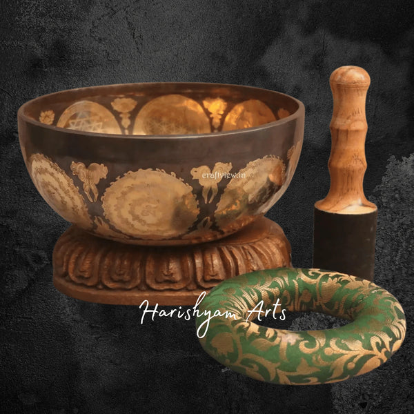 Handcrafted Buddha Carving Sound Bowl for Meditation