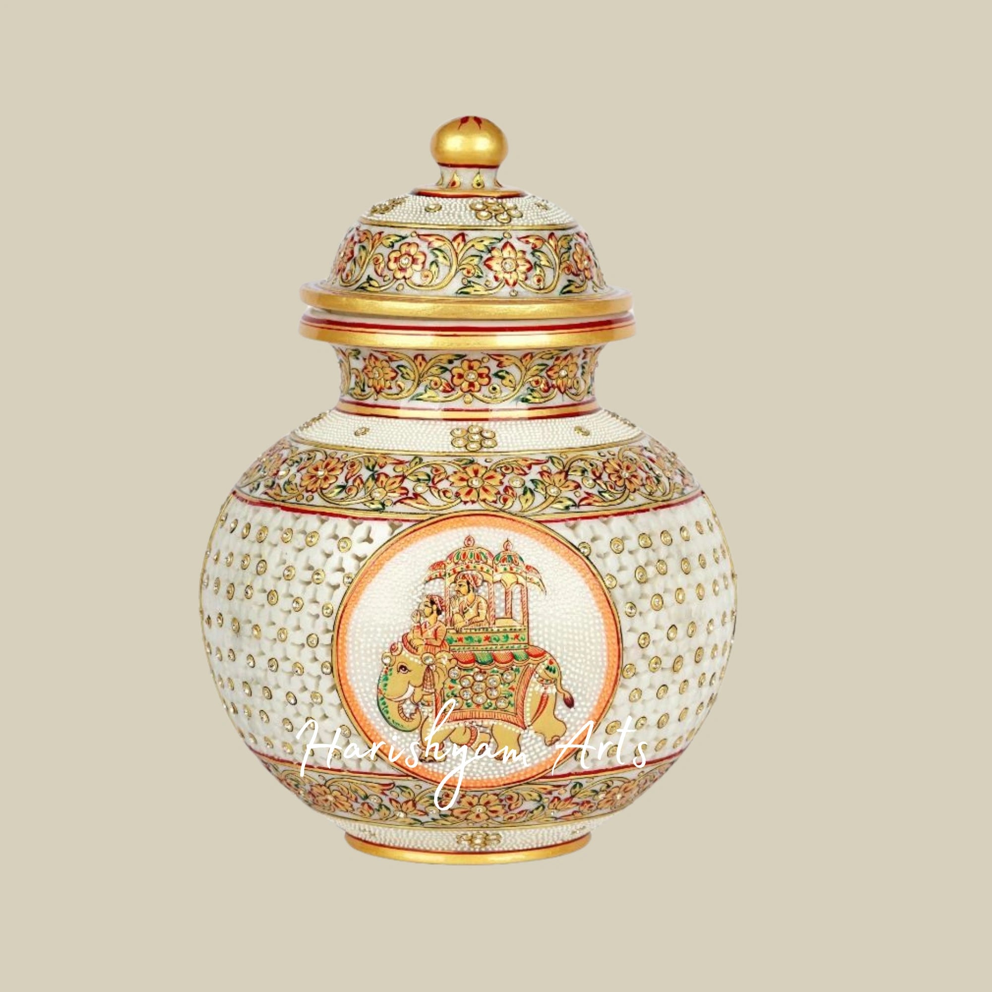 Handcrafted Fine Work Marble Pot Beautiful Home Décor