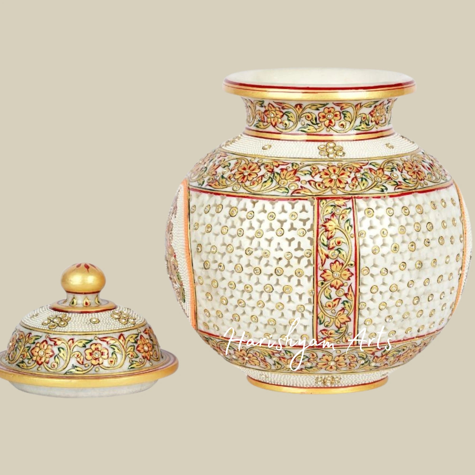 Handcrafted Fine Work Marble Pot Beautiful Home Décor
