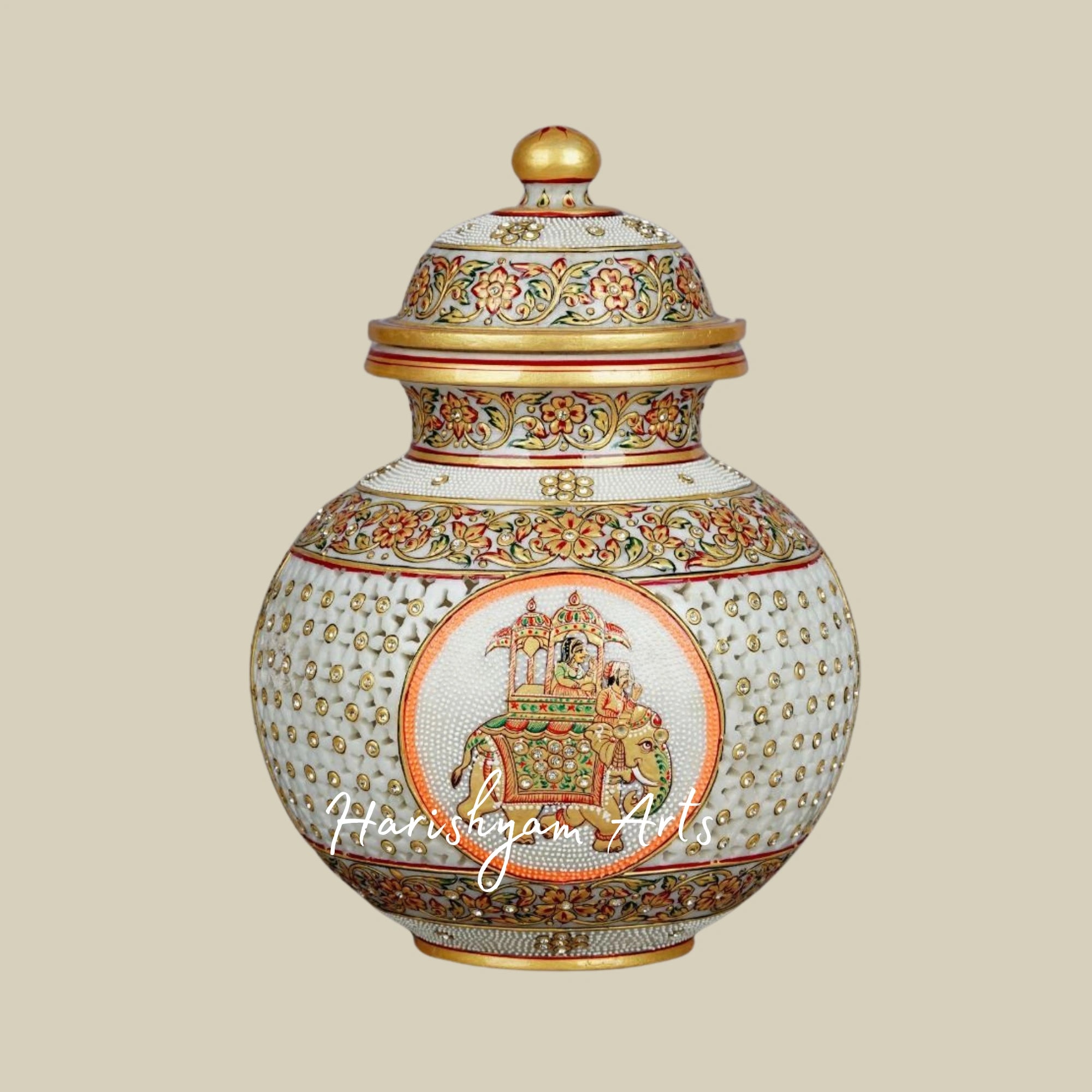 Handcrafted Fine Work Marble Pot Beautiful Home Décor
