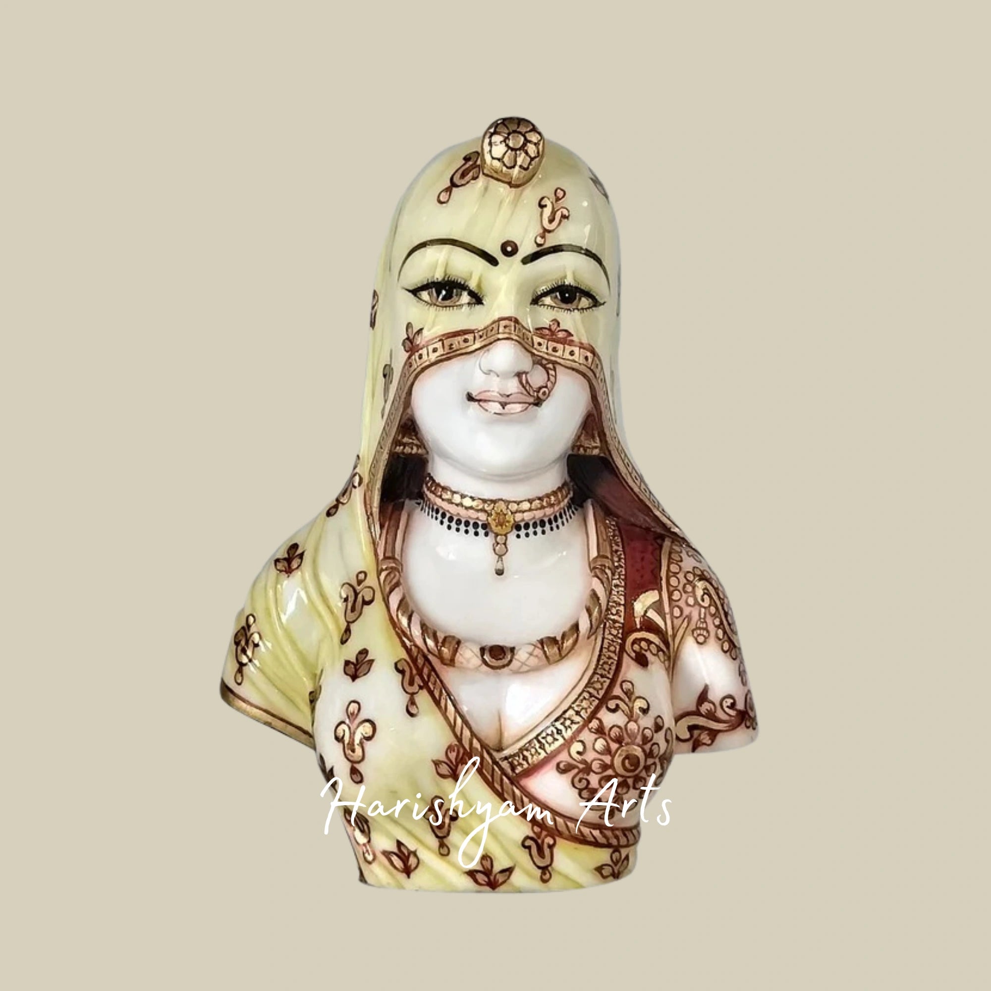 Handcrafted Marble Statue of Royal Rajasthani Woman