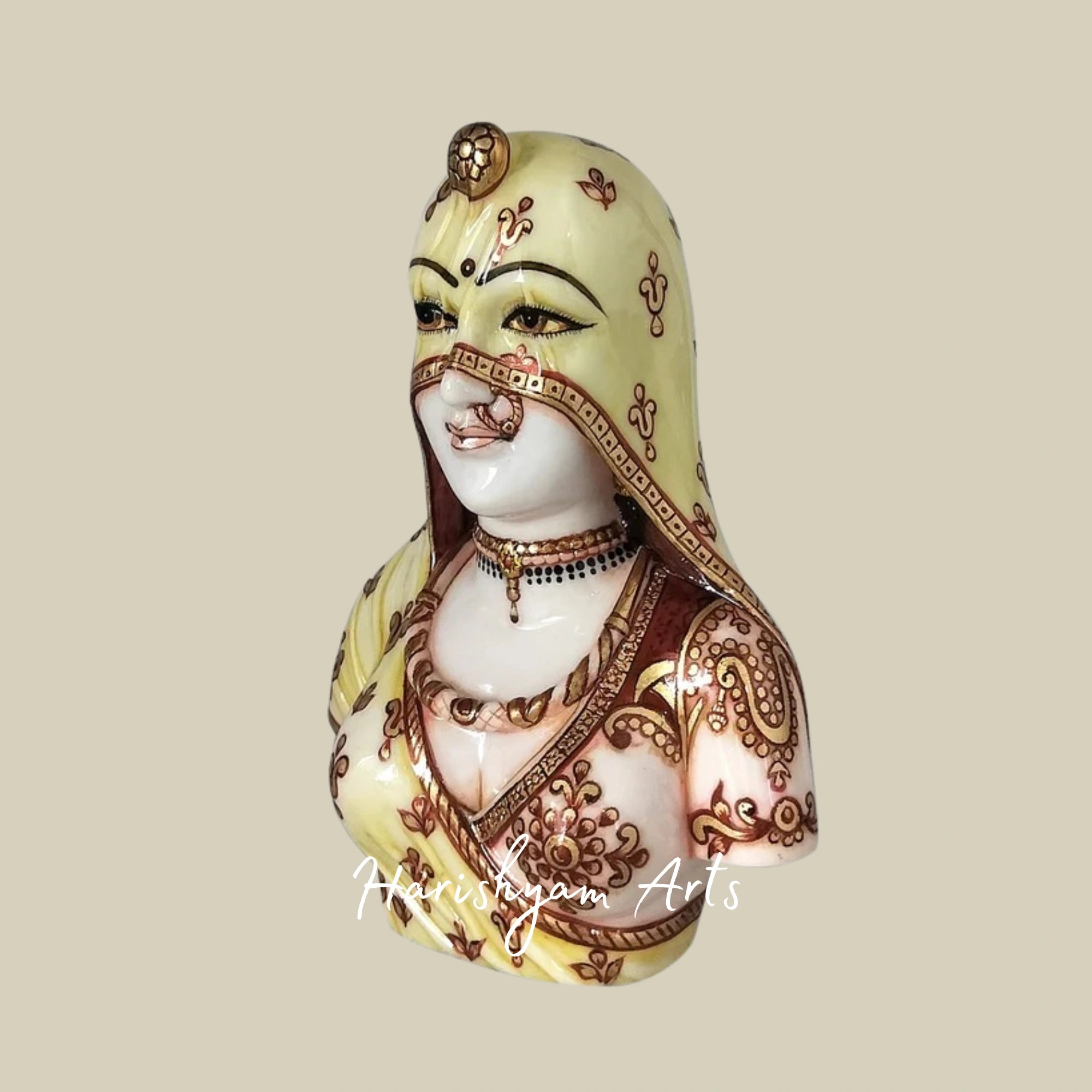 Handcrafted Marble Statue of Royal Rajasthani Woman