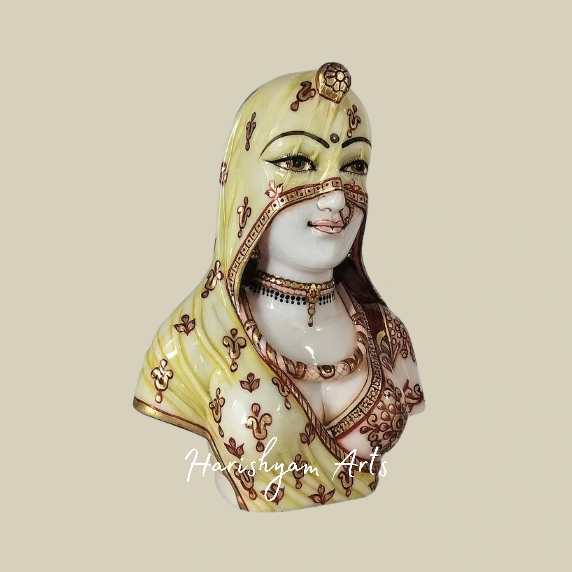 Handcrafted Marble Statue of Royal Rajasthani Woman