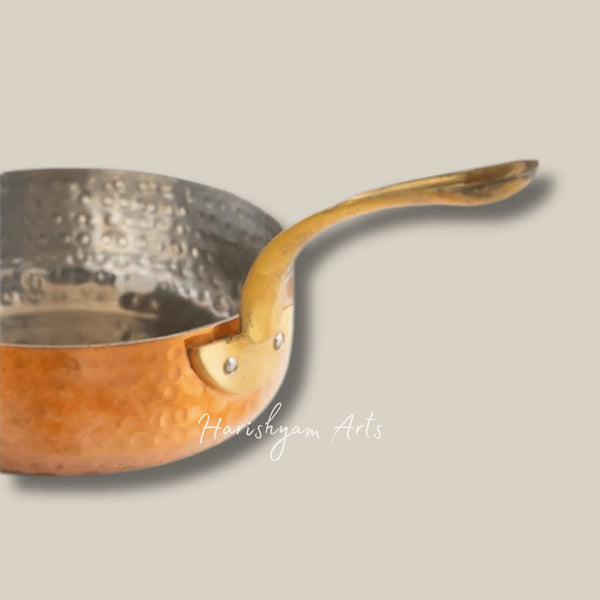 Handcrafted Pure Copper Round Pan with Tin Lining for Serving and Cooking