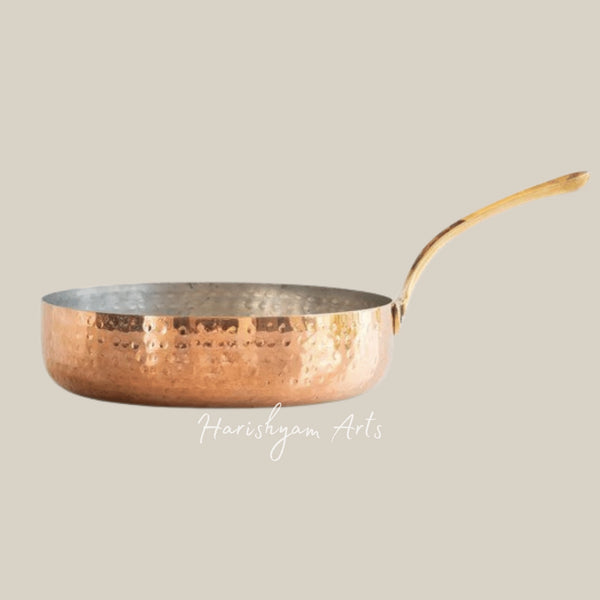 Handcrafted Pure Copper Round Pan with Tin Lining for Serving and Cooking
