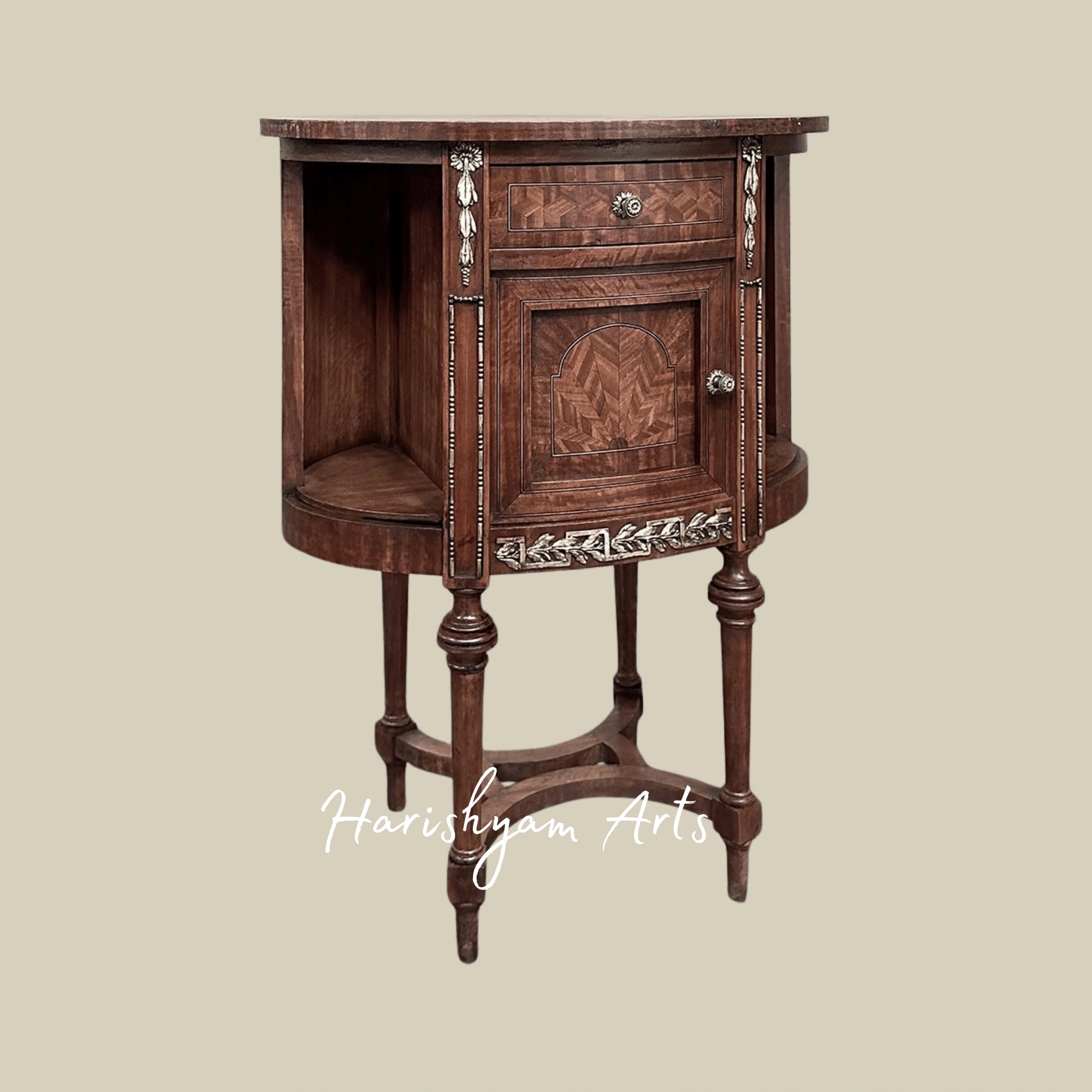 Handcrafted Vintage Nightstands with Carved Detailing & Storage