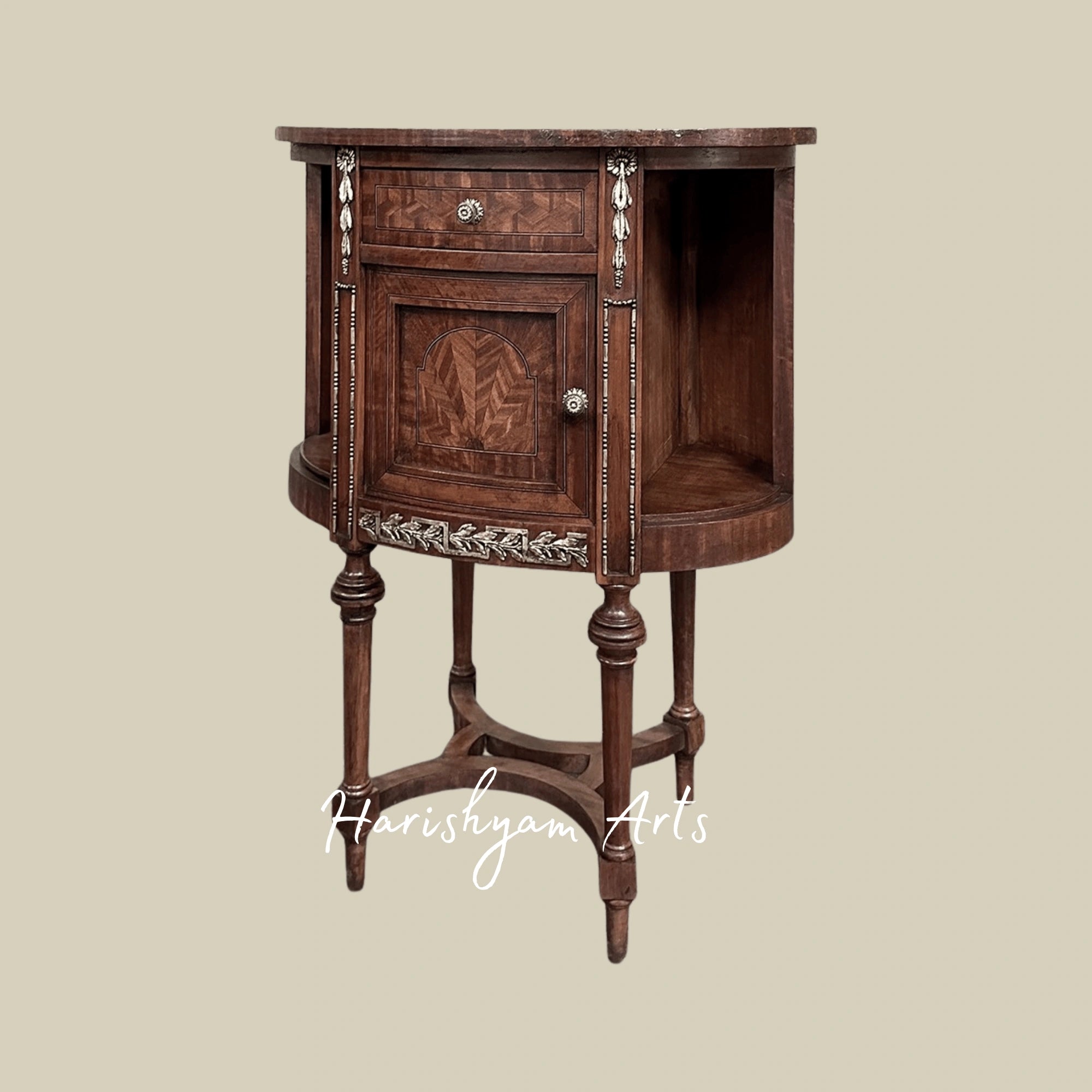 Handcrafted Vintage Nightstands with Carved Detailing & Storage