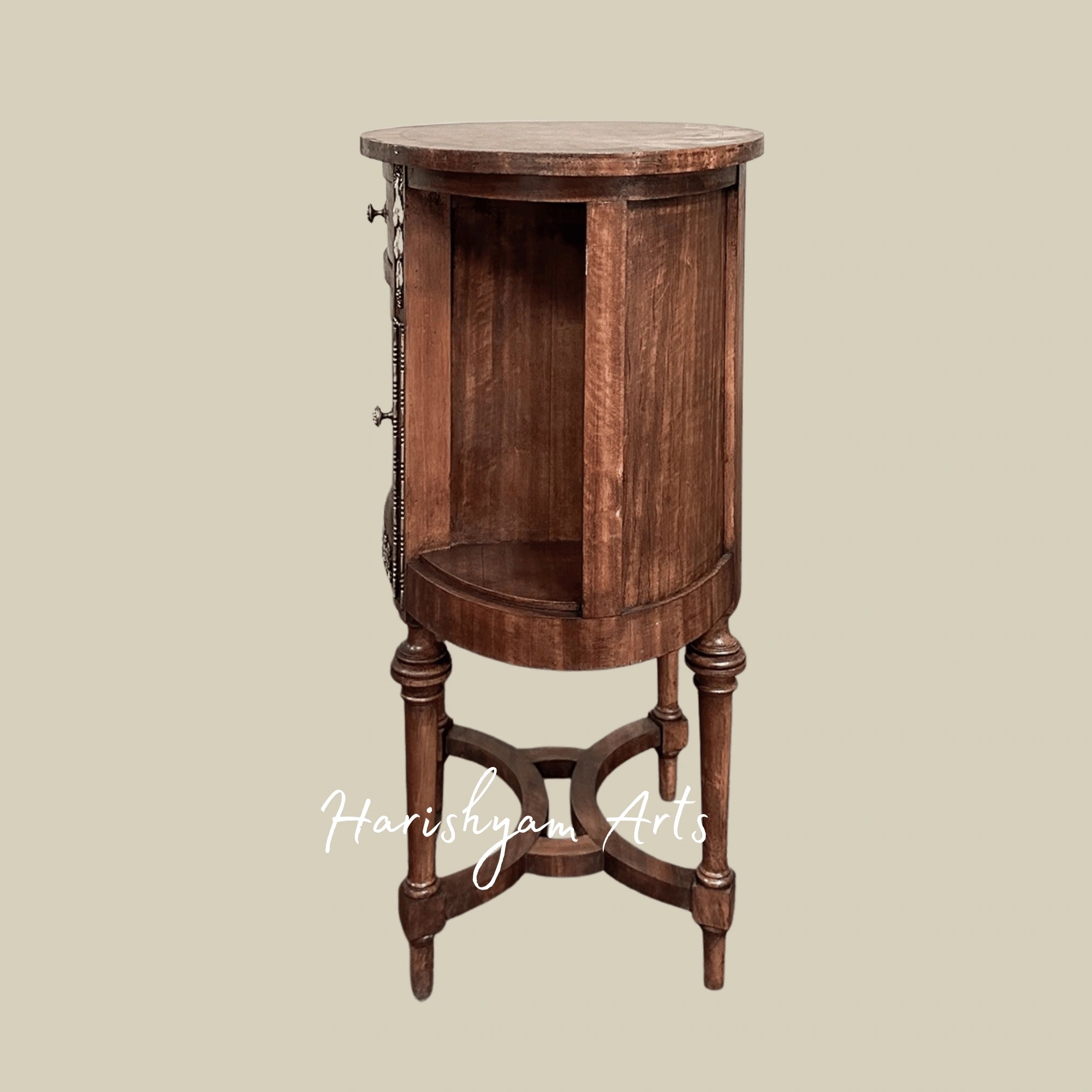 Handcrafted Vintage Nightstands with Carved Detailing & Storage