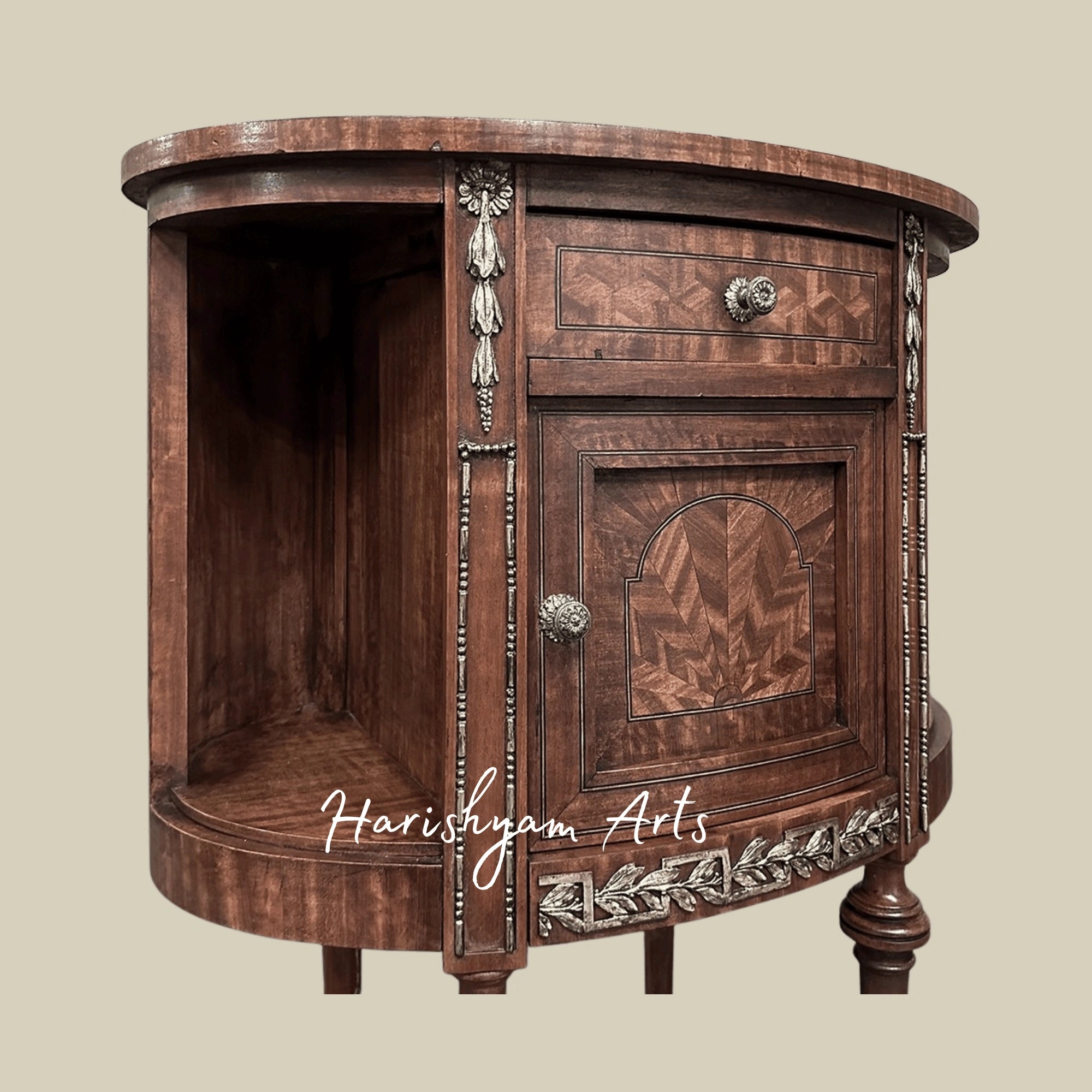 Handcrafted Vintage Nightstands with Carved Detailing & Storage