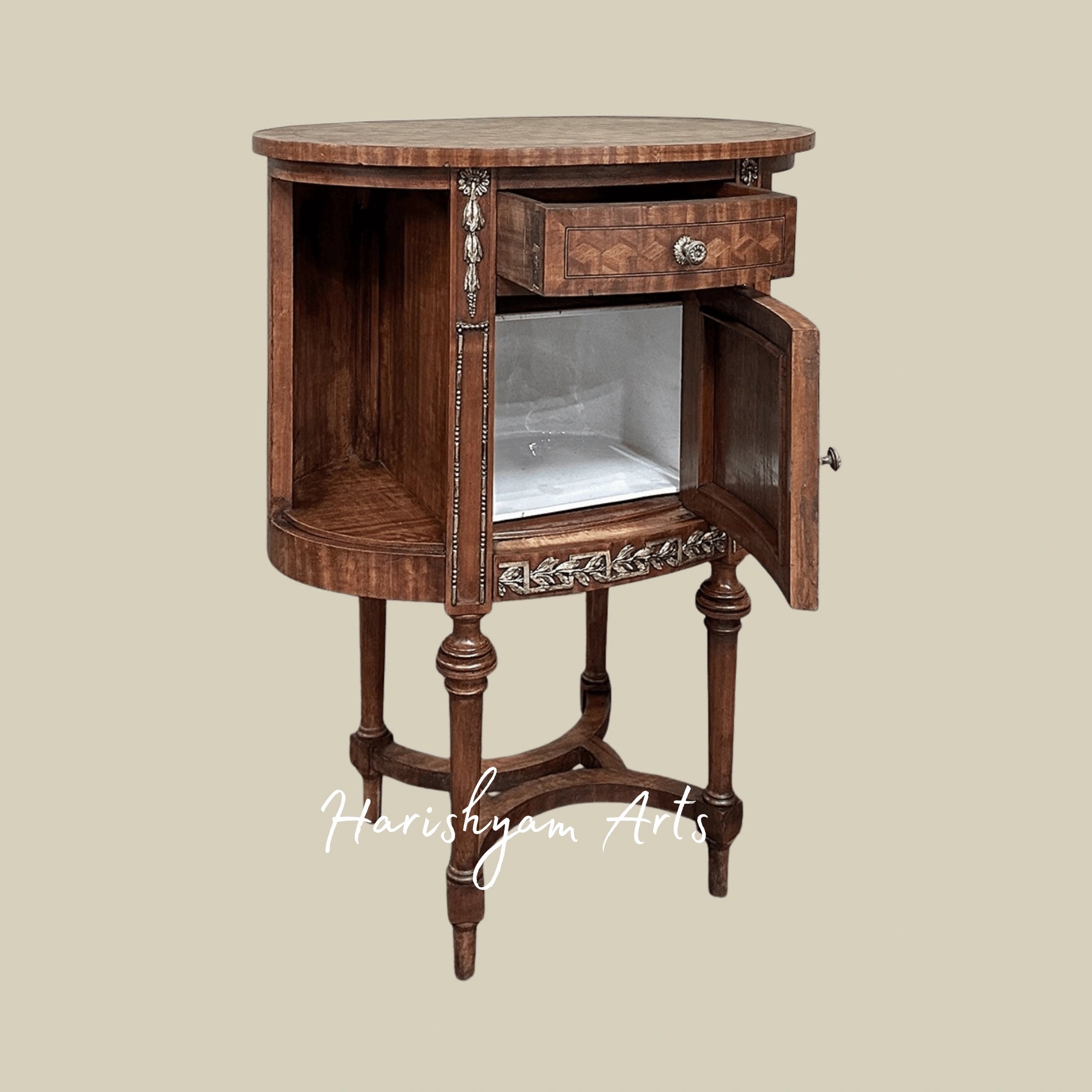 Handcrafted Vintage Nightstands with Carved Detailing & Storage