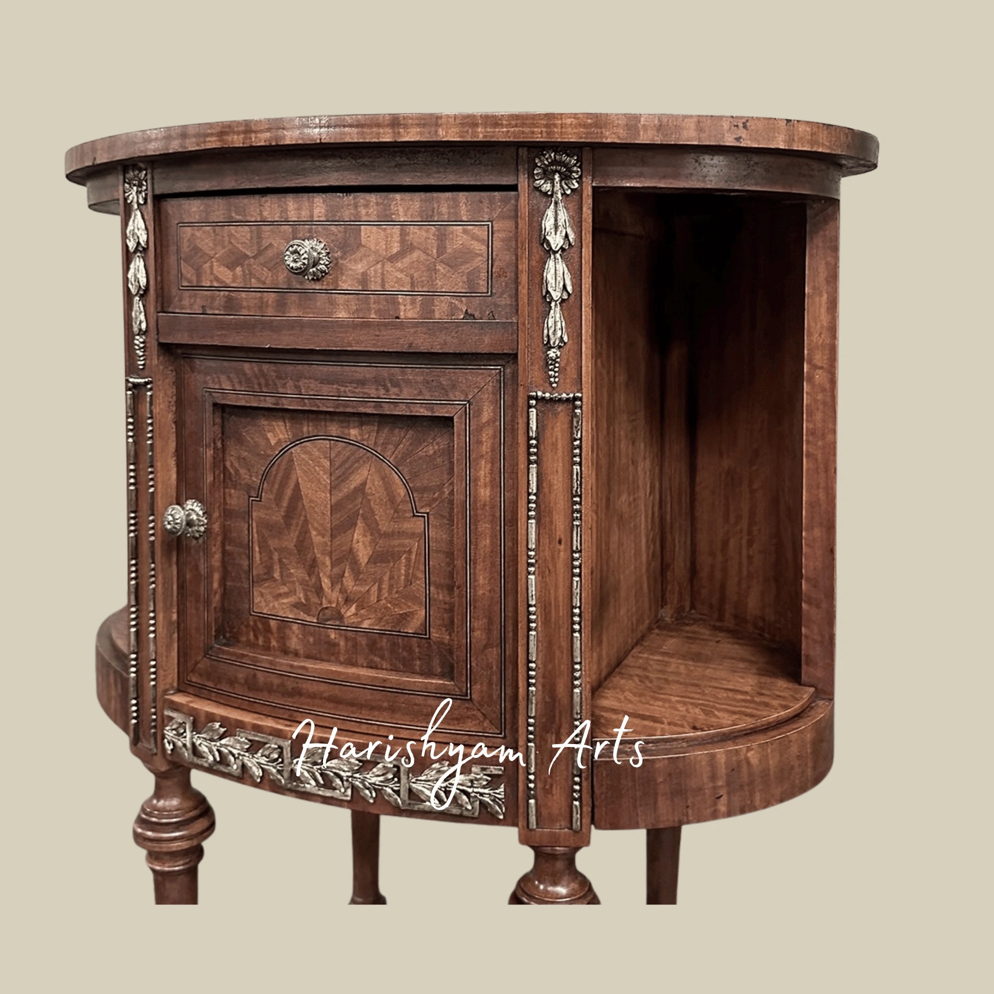Handcrafted Vintage Nightstands with Carved Detailing & Storage