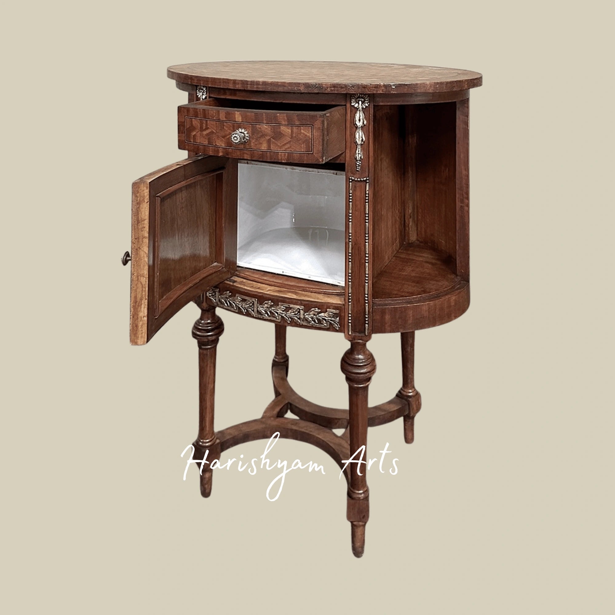 Handcrafted Vintage Nightstands with Carved Detailing & Storage