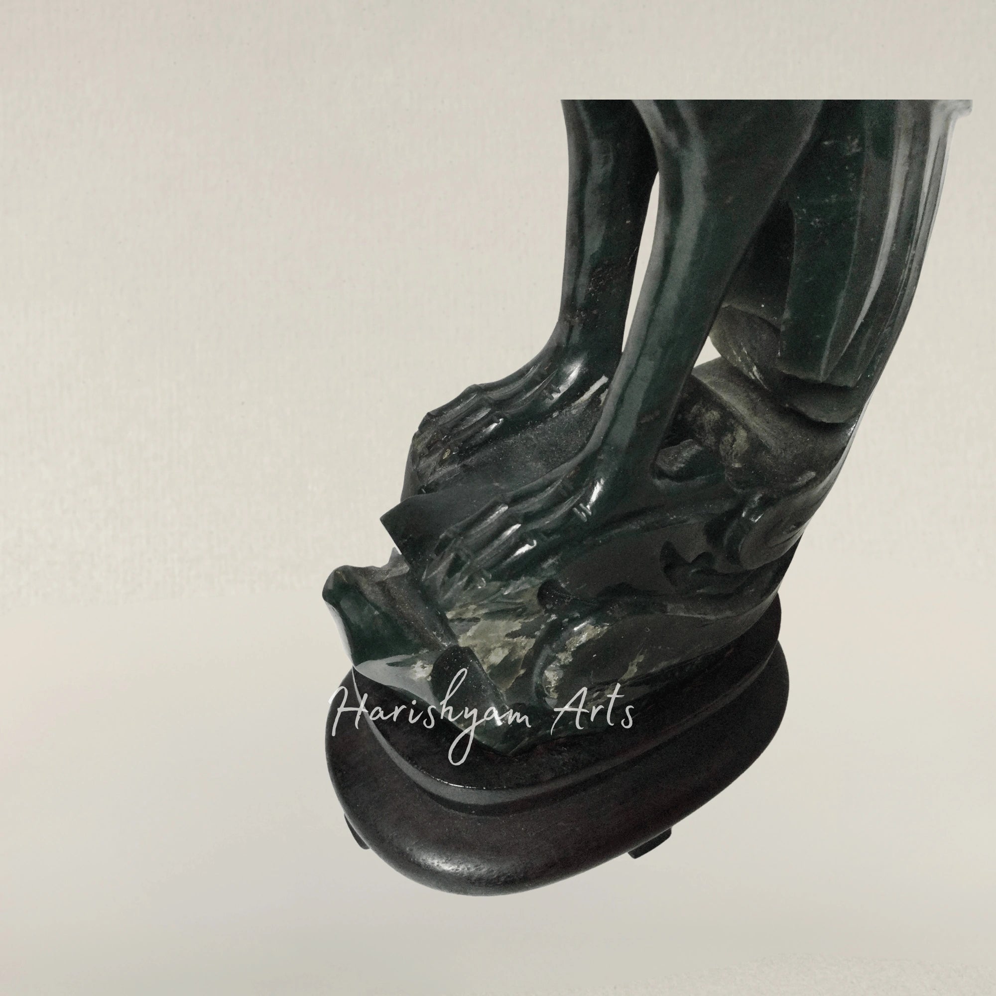 Handcrafted Wooden Phoenix Bird Sculpture with a Display Stand