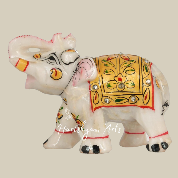 Handmade Marble Elephant Decorative Marble Art Piece