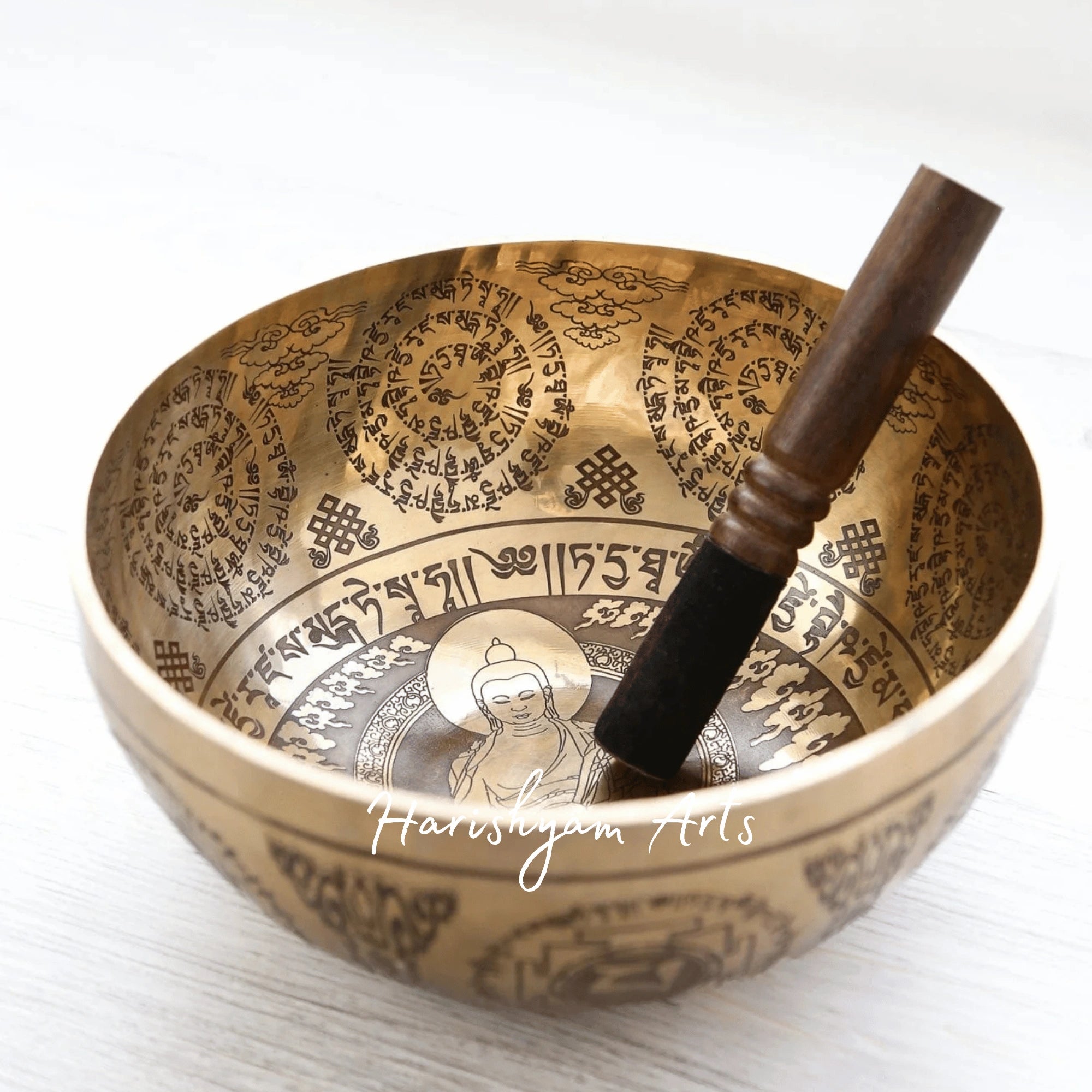 Healing Sound Bowl with Medicine Buddha Motif for Energy Balance