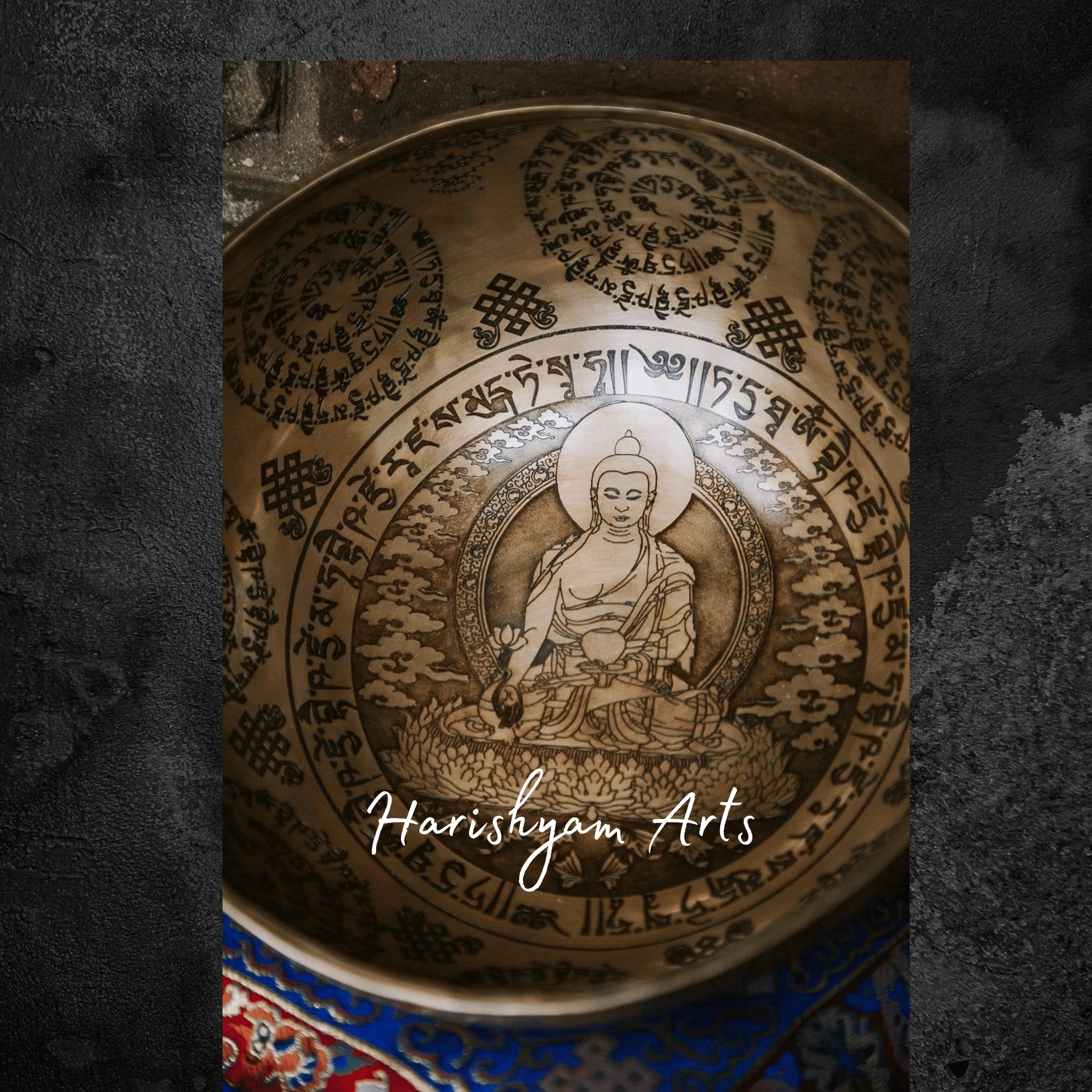 Healing Sound Bowl with Medicine Buddha Motif for Energy Balance