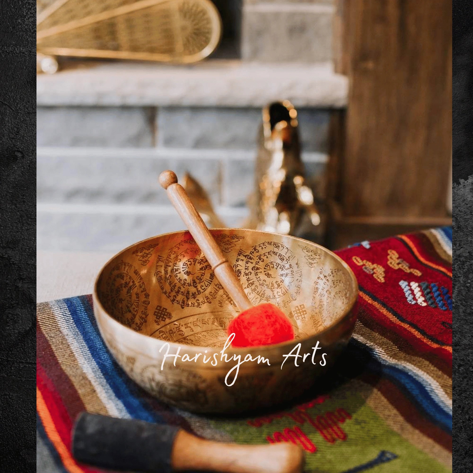 Healing Sound Bowl with Medicine Buddha Motif for Energy Balance