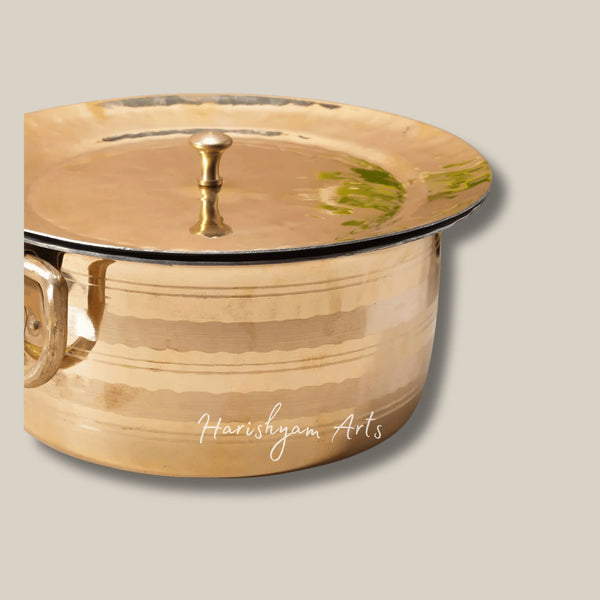 Heavy Brass Patila with Lid for Milk Boiling and Daily Use