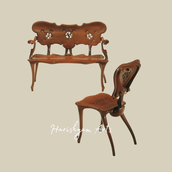 Heritage Carved Wood Chair with Curved Silhouette