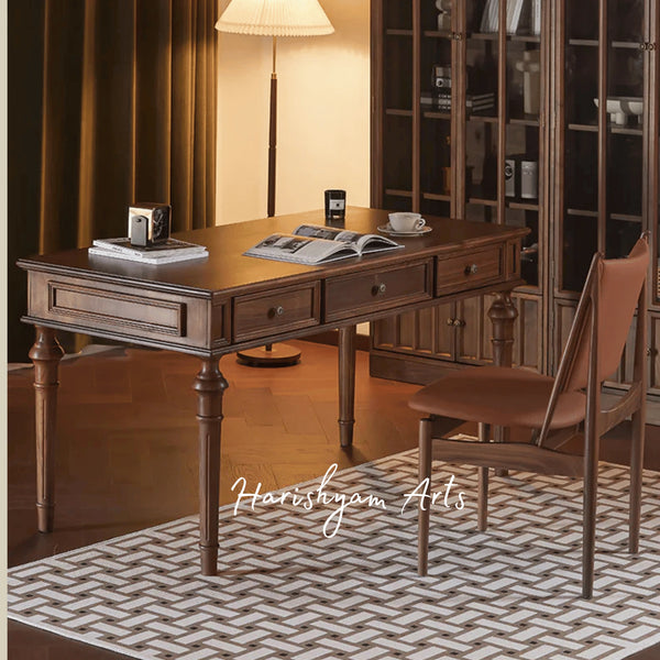 Heritage Collection Wooden Executive Desk with Unique Curved Legs
