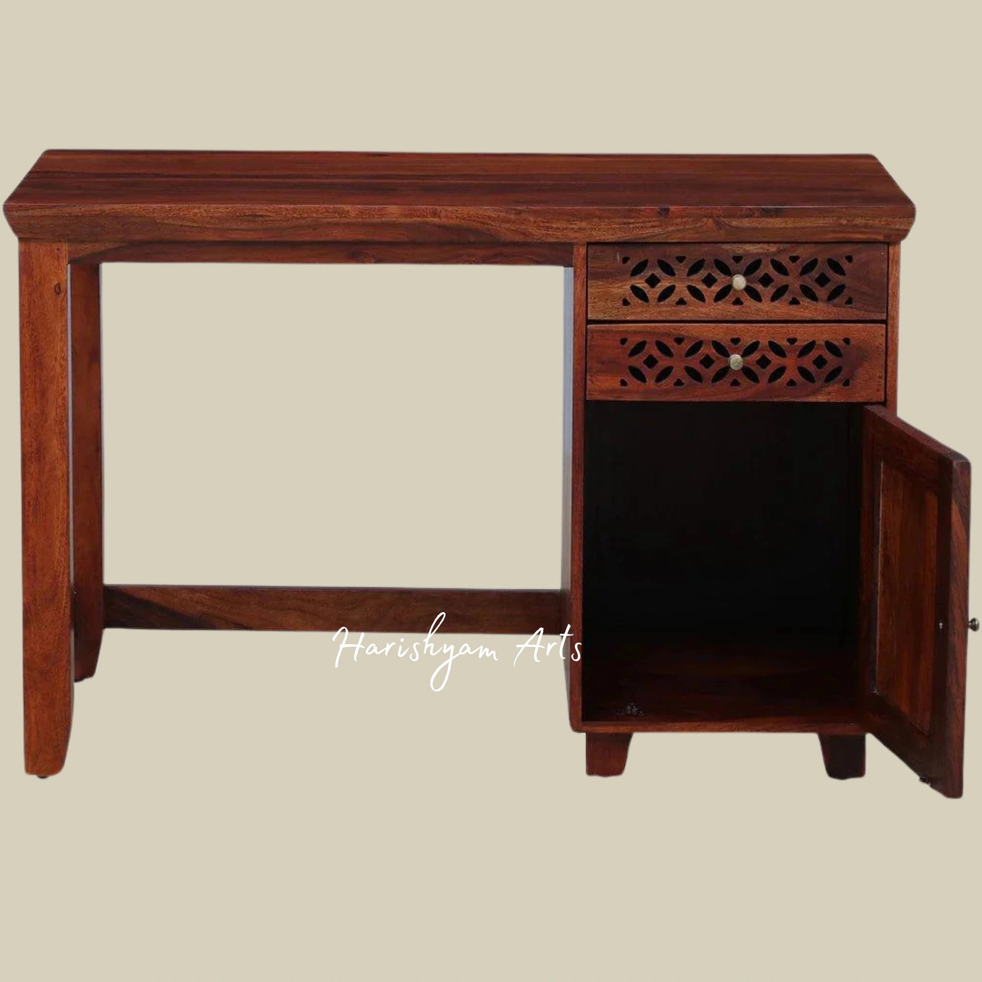 Honey Oak Finish Wooden Writing Table