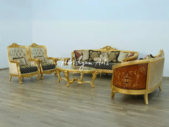 Imperial European Style Black and Gold Luxury Sofa Set