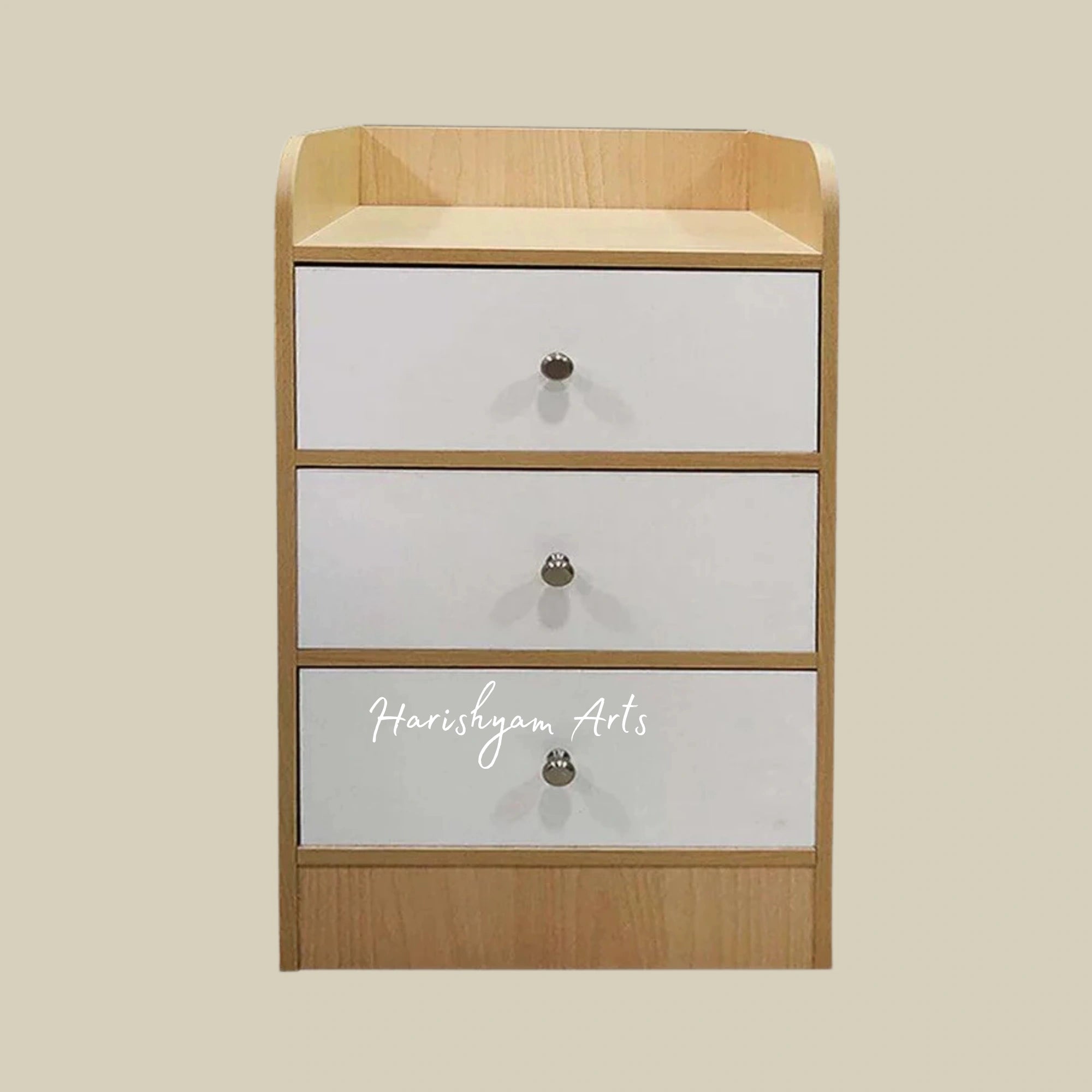 Intel Beige Finish Bedside Table with Drawers