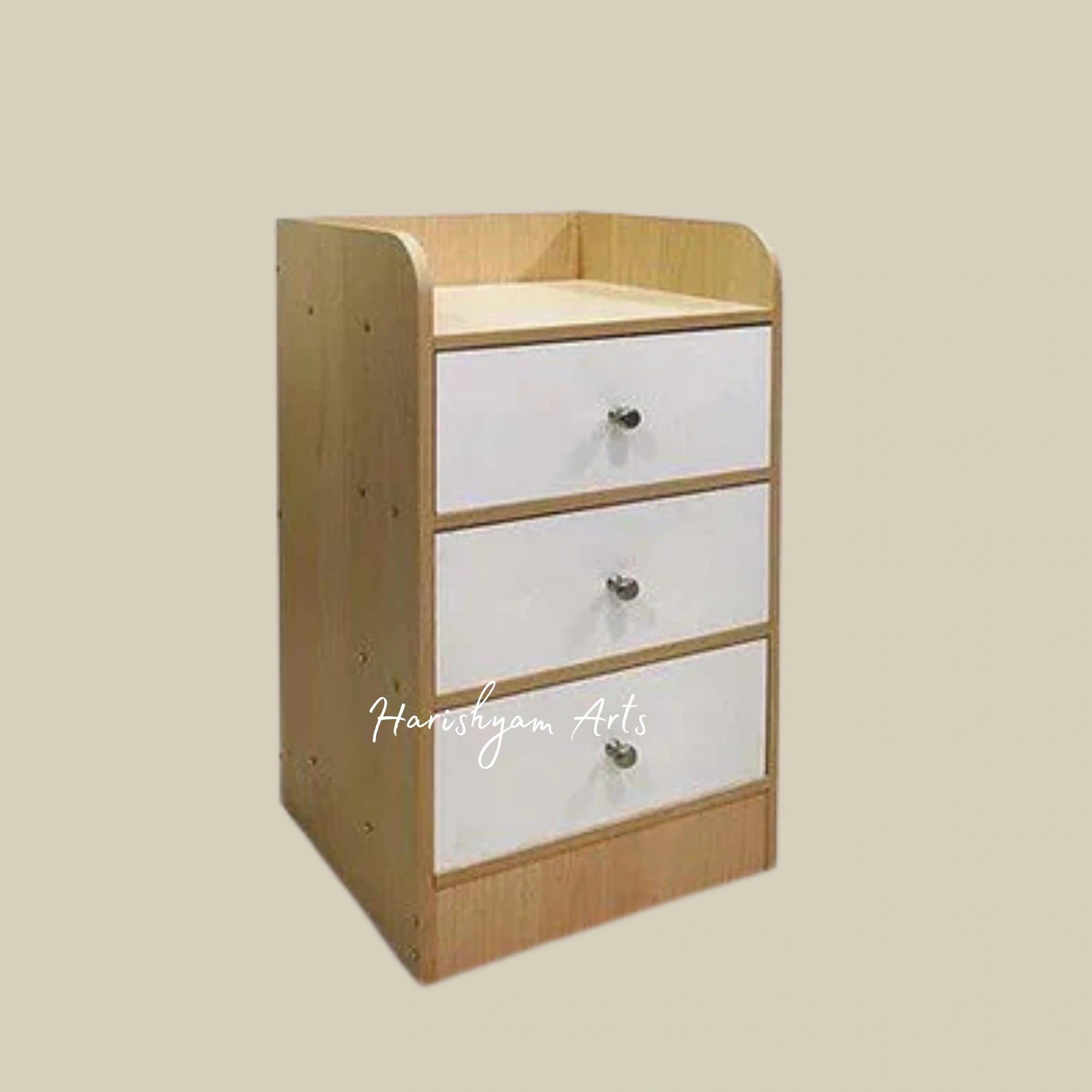 Intel Beige Finish Bedside Table with Drawers