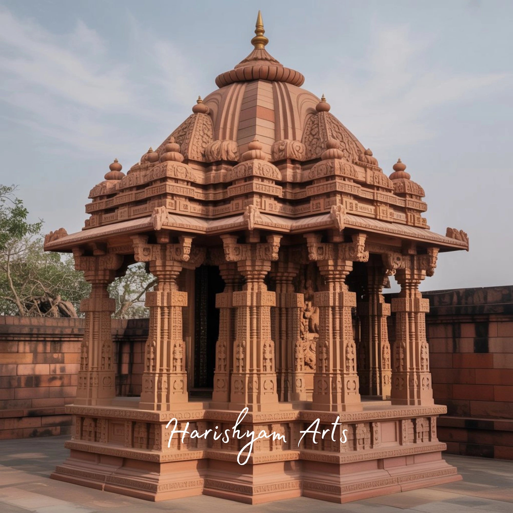 Intricately Carved Sandstone Mandir for Home and Garden | Premium Indian Temple Architecture