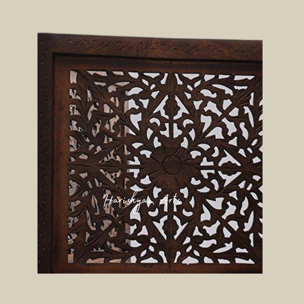 Intricately Designed Teak Wood Partition for Living Room and Mandir