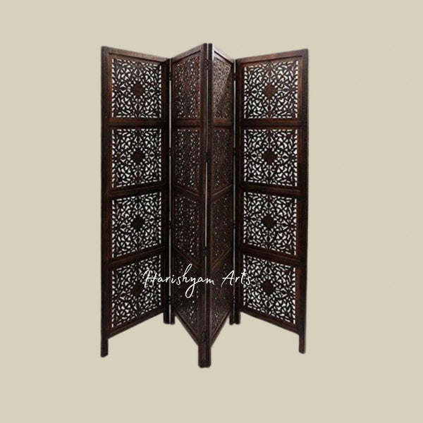 Intricately Designed Teak Wood Partition for Living Room and Mandir