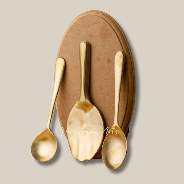 Kansa Serving Spoon 3 Pcs for Traditional Indian Meals