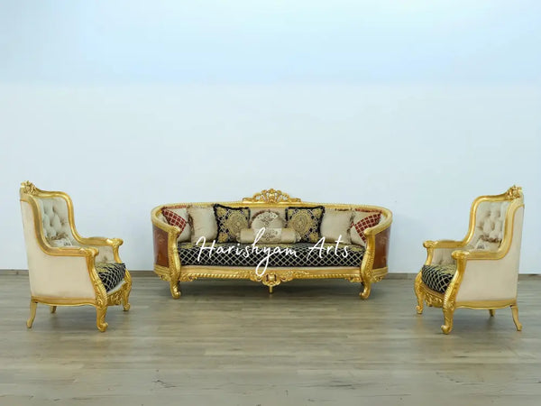 LUXOR Imperial European Style Black and Gold Luxury Sofa Set