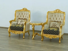 LUXOR Imperial European Style Black and Gold Luxury Sofa Set
